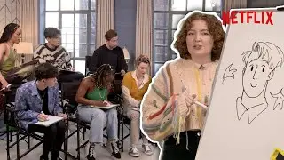 Alice Oseman Teaches The Cast Of Heartstopper How To Draw Nick and Charlie 🎨 | Netflix