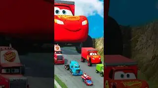 Big & Small Lightning McQueen vs Small Pixar Cars in BeamNG.Drive 