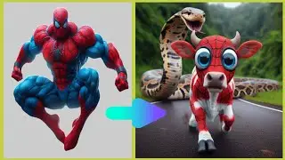 Avengers as cute cow (Marvel & Dc) AI Generator | Spiderman cartoon #marvel #avengers #spiderman