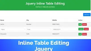 Inline Table Editing using jQuery |  jQuery tutorial | jQuery tutorial for beginners