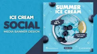 Ice Cream  Social Media Banner Design | Adobe Photoshop Tutorial