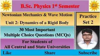 BSc Physics 1st sem|| Newtonian Mechanics|| Unit 2|| Practice Set 2|| 30 MCQs|| #bscmcq #cbcs #ddu