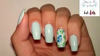 Маникюр акриловыми красками. Китайская роспись. Nail Art Tutorial. Simple Manicure. Rose