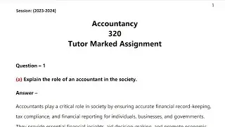 Nios Class 12th Accountancy (320) Solved TMA Solution Session October 2024 #niostma2024