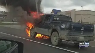 Car fire slows traffic along Peach Street Sunday afternoon