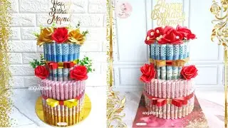 DIY MONEY TOWER CAKE 2 tier