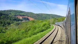 Hilly area in Czechia | Train passenger view on section Tišnov - Žďár nad Sázavou