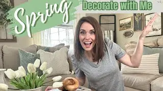 SPRING DECOR IDEAS | SPRING FAMILY ROOM DECORATE WITH ME | TABLETOP + WALL + MANTEL STYLING IDEAS