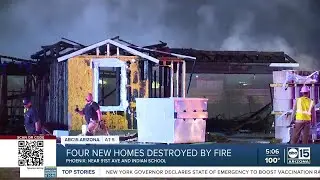 Four homes under construction destroyed by fire in Phoenix