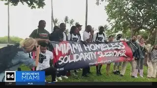 Advocates for people who are homeless stage sleep over in Miami Beach