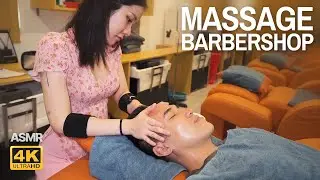 ASMR 😊 Experience a massage at a barber shop / Girl wearing a beautiful Vietnam traditional