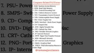 computer related full forms CPU ROM RAM ICP IP MSN PNG CRT DVD CD #computer #shorts | Episode-9