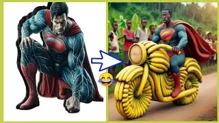 Superhero rides a motorbike made of bananas | Marvel vs Dc #marvel #avengers #spiderman