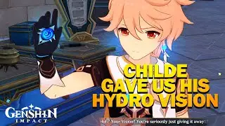 Childe in Fountain | Meeting Tartaglia cutscene Genshin Impact