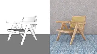 sketchup modeling furniture  ( arm chair )