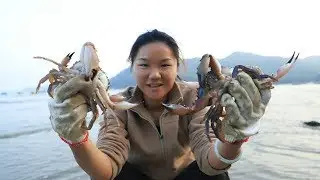 Xiao Yu catches the sea and catches crabs. Today is the right place.