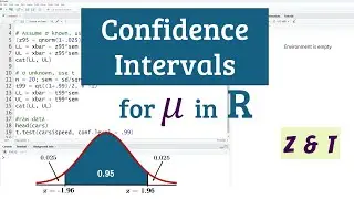 Confidence Intervals for one Population Mean in R (Z & t) – Summary & Raw Data