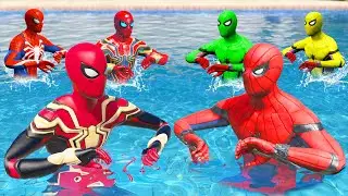 GTA 5 Water Ragdolls Rainbow Spiderman vs Team Spiderman Jumps/Fails (Euphoria Physic) #6