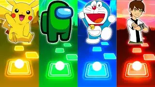 Pikachu vs Among Us vs Doraemon vs Ben 10 - Tiles Hop