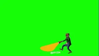 Man searching in the dark with torchlight effect in green screen