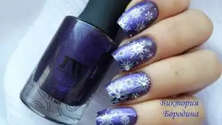 Зимний дизайн со снежинками на магнитном лаке Masura / Snowflakes nail art / Winter nail art