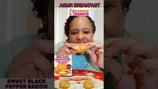 [ASMR EATING] Dunkin Donuts Sweet Black Pepper Bacon Croissant 🥓 Sandwich/Hash Browns