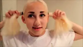 young girl self head shave at home
