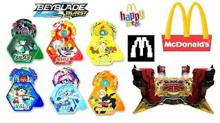 BEYBLADE BURST EVOLUTION MINI BEYBLADE SET @MCDONALDS SATOMB, ROKTAVOR + QR CODE BATTLE LEAGUE