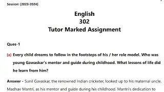 Nios Class 12th English (302) Solved TMA Solution Session (October 2024)