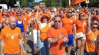 DUTCH fans arriving at Berlin's Olympic Stadium ahead of Euro 2024 Game against Austria