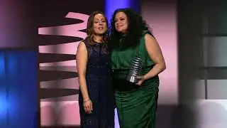 Farnoosh Torabi and Michelle Buteau accept their Award at the 28th Annual Webby Awards #Webbys