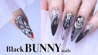 🖤 New Year's unique BUNNY nail 🐰/nail art/nail ASMR