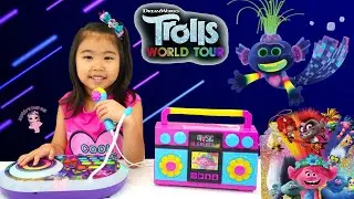 Trolls World Tour Movie Toys Dj Trollex Party Mixer and Trolls Sing-Along Boombox