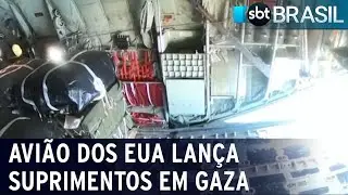 Avião dos EUA lança ajuda humanitária na Faixa de Gaza | SBT Brasil (02/03/2024)