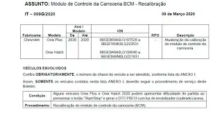 NOVO RECALL DO ONIX PLUS 2020?