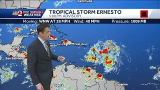 Tropical Storm Ernesto on path toward Puerto Rico