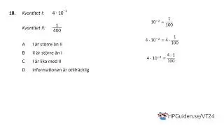 KVA uppgift 18 från högskoleprovet våren 2024 provpass 5 kvantitativ del