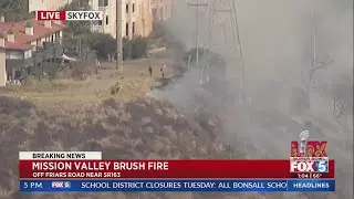 Brush fire erupts near Fashion Valley Mall