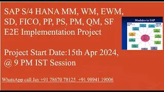 SAP S/4 Hana E2E Implementation Project 15th Apr 2024. Call: Jay +9178670 78125