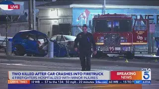 2 killed in apparent street race crash into firetruck in South Los Angeles