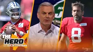 Jets center sensed frustration in Aaron Rodgers, Dak Prescott continues camp INT trend | THE HERD