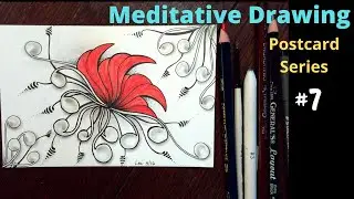 Zentangle Inspired Meditative Drawing || Postcard Series Part 7