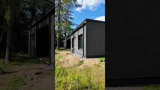 Дом 250 м2 на УШП: плоская крыша, японский фасад #дом #газобетон #фасад #отделка