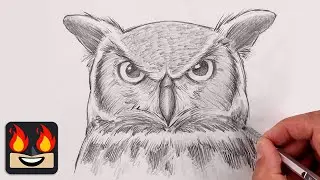 How To Draw a Great Horned Owl | Step By Step Sketch Tutorial