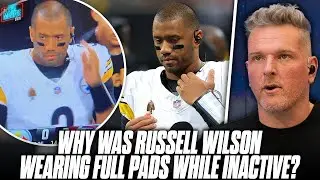 Russell Wilson Wore Full Pads While Inactive On Sidelines vs Falcons | Pat McAfee Reacts