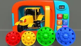 Learn Colors with Yellow Tractor Construction Vehicle Toys Assembly Car and Soccer Ball | ZORIP