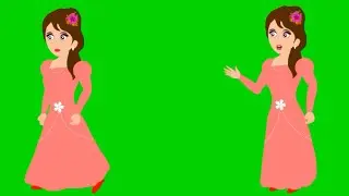 Green Screen Girl Cartoon Character Video//Green Screen Girl//Girl Green Screen Video