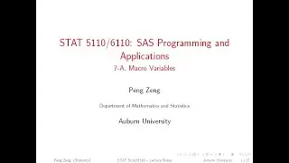 SAS - 7A - Macro Variables