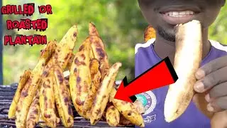 Eating Ghanaian Roasted Plantain ASMR Mukbang #plantain (Ghanaian Dish) [2024] | Grilled Plantain