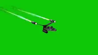 space ship fly over - 4 different views - green screen effect